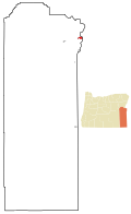 Malheur County Oregon Incorporated and Unincorporated areas Ontario Highlighted